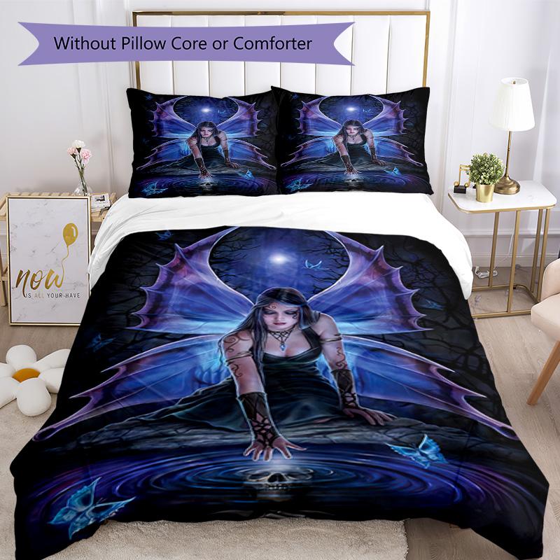 Gothic Style Bedding Set Breathable Duvet Cover with Pillowcases Decorative Bed Linen for Bedroom Home Decoration Birthday Gift
