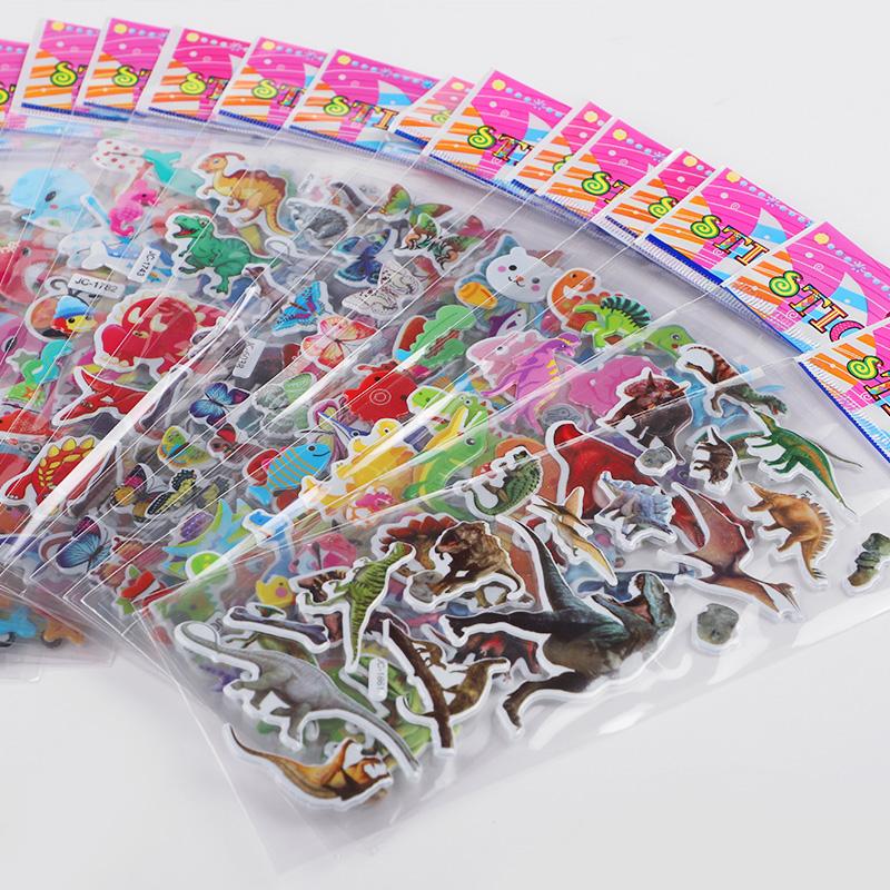 10Sheets 3D Bubble Stickers Cartoon Animal Cars Sticker Kids Boy Girl Birthday Party Favors Pinata Fillers Scrapbooking Gift Toy