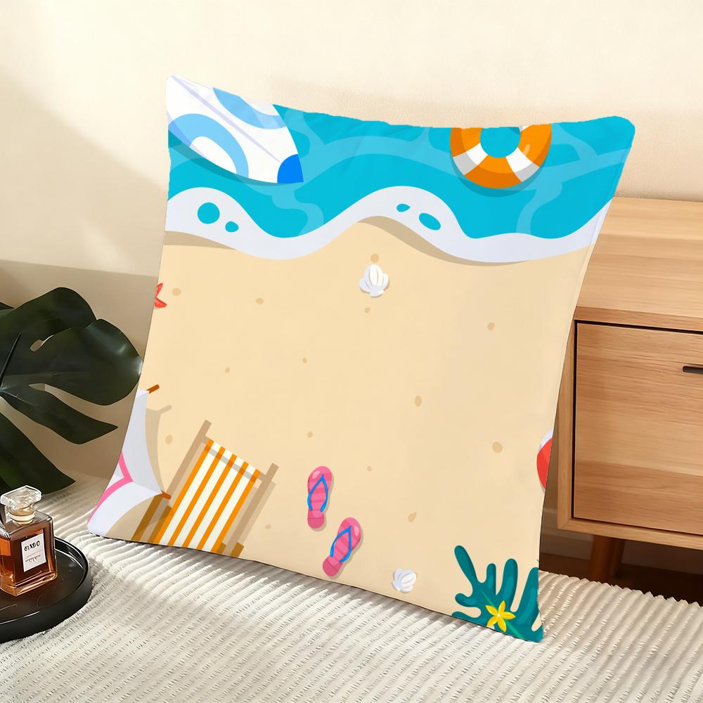 Summer Cushion Cover Soft Short Plush Pillow Cover Smooth Cozy Texture Aesthetic Cushion Case Home Decor