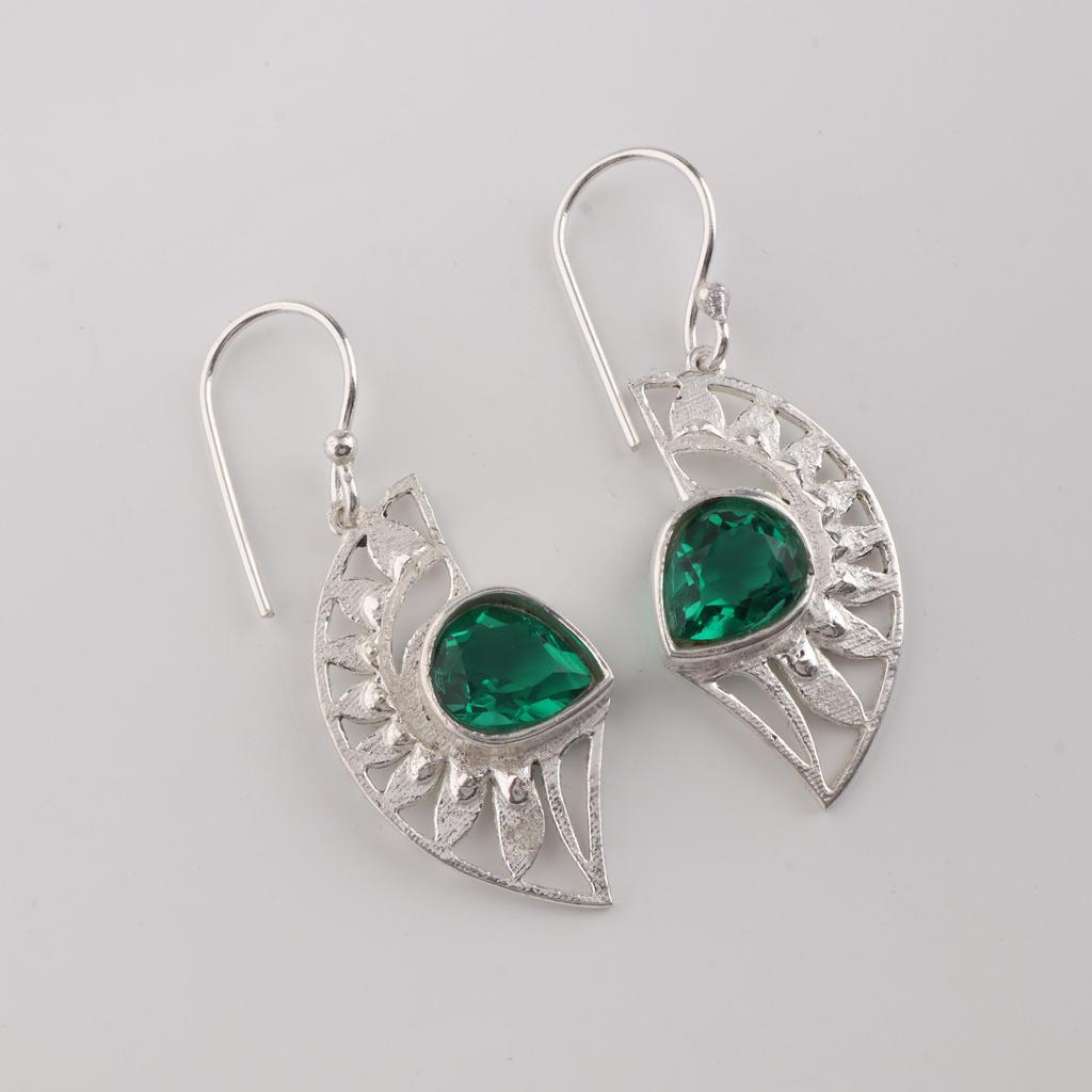 Chromdiopsid Edelstein Silberohrring, 925 Sterling Silber Schmuck, Mai Geburtsstein Geschenk, Eleganter Ohrring, Thanksgiving Geschenk Für Sie CE-26-4
