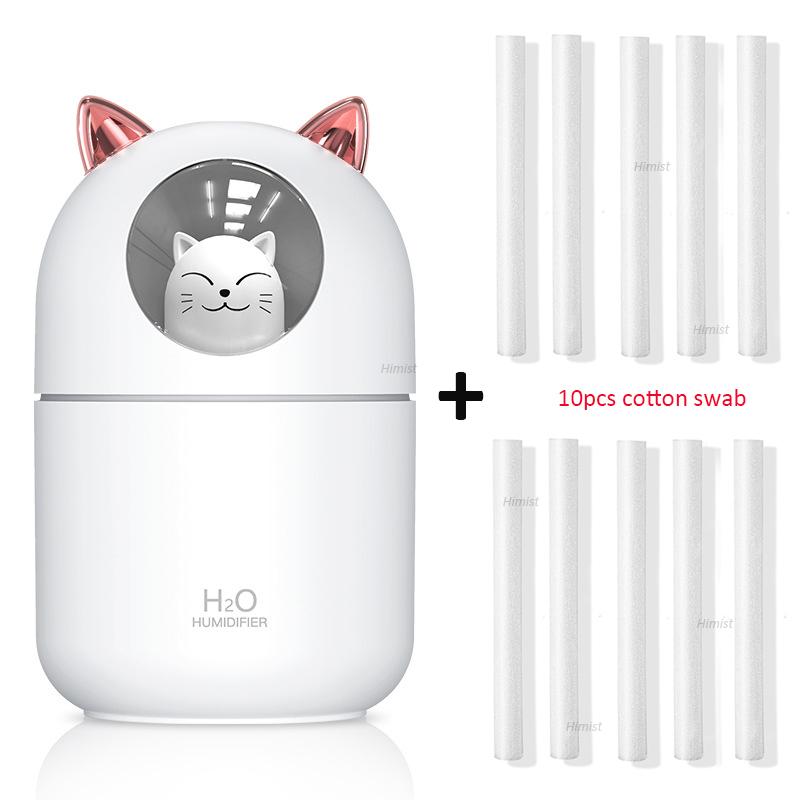 300ml Usb Air Humidifier Ultrasonic Cool Mist Maker Fogger With Colorful Lamp Cute Cat Mini Aroma Diffuser Humidificador Difusor
