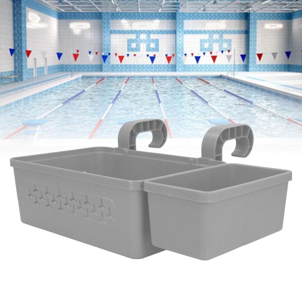Poolside Storage Basket Thickened Swimming Pool Hanging Basket with Cup Holder for 2.3in Or Less Top Rail for Drinks Towels