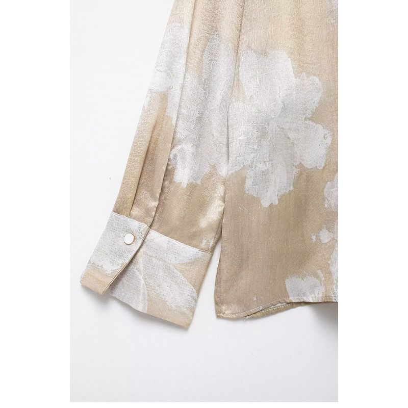 Kaslead New Arrival Women's Fashion Style Fashion Silk Satin Textured Shirt Pants 8925171 8799175