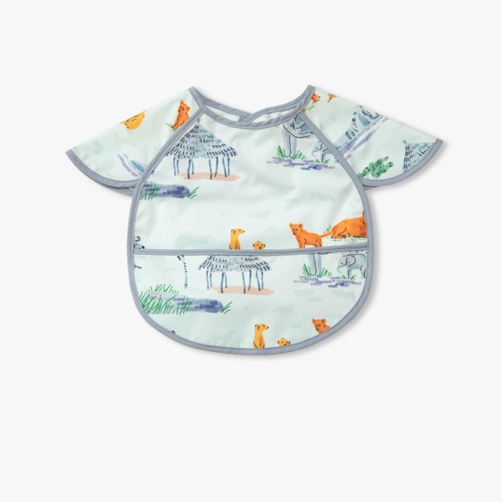 Cartoon Print Baby Bibs Oil Proof Drawing Apron Simple Feeding Bib  for 0-3 Years