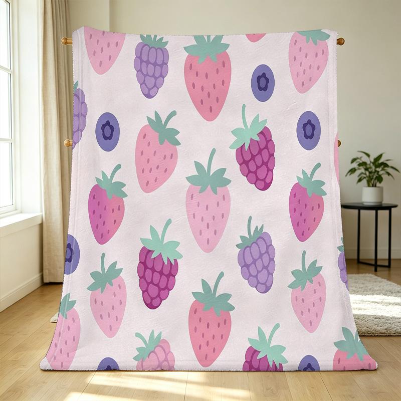 Lightweight Fruit Series Flannel Throw Soft Plush Warm, Ideal for Home, Window Sill Decor, Halloween & Christmas, Comfy for Better Sleep