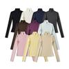 Women's Turtleneck Long Sleeve Slim Fit Top Stretch Solid Color Basic T Shirt