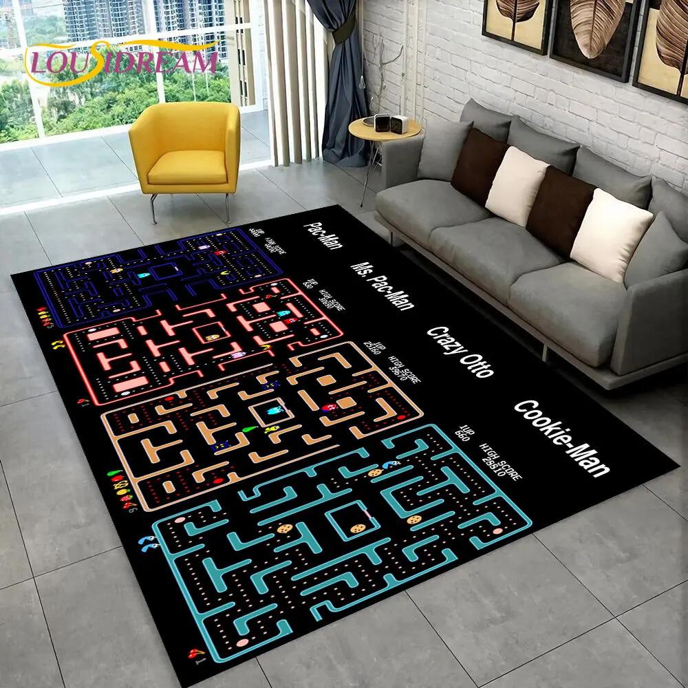 Pacman-alfombra Retro clásica para Gamer, alfombra para el hogar, sala de estar, dormitorio infantil, decoración de felpudo para sofá, alfombra antideslizante