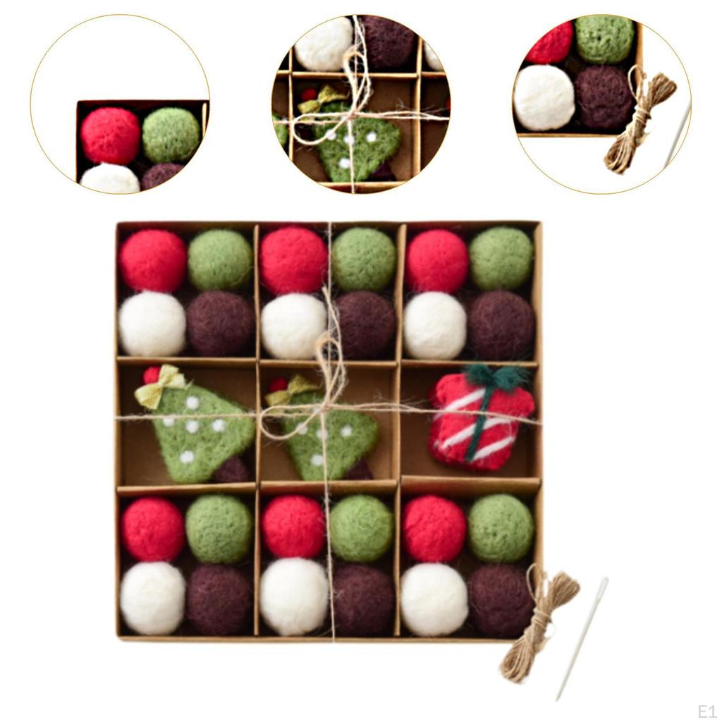 DIY Weihnachten Filz Ball Girlande Set Dekoration süße hängende Ornamente für den Innenbereich
