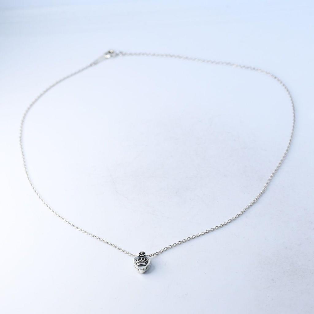 Used [Polished] JUSTIN DAVIS BRIGETTE Necklace 40cm Heart Crown Clear Justin Davis SNJ364 silver925