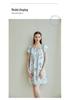 Women's Summer Short Sleeve Printed 100% Mulberry Silk Pajama Dress - Mid-length, Plus Size, Loose-fit Nightgown