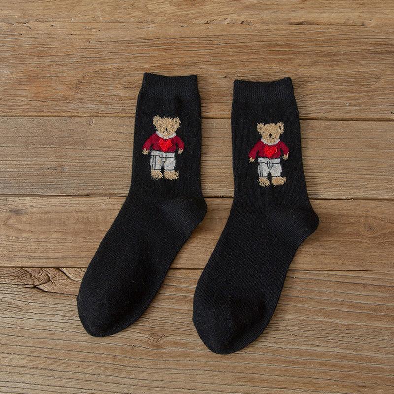 Cartoon Bär Socken Frauen Herbst Winter Dicke Warme Socken Nette Kawaii Mode Socken Für Frauen