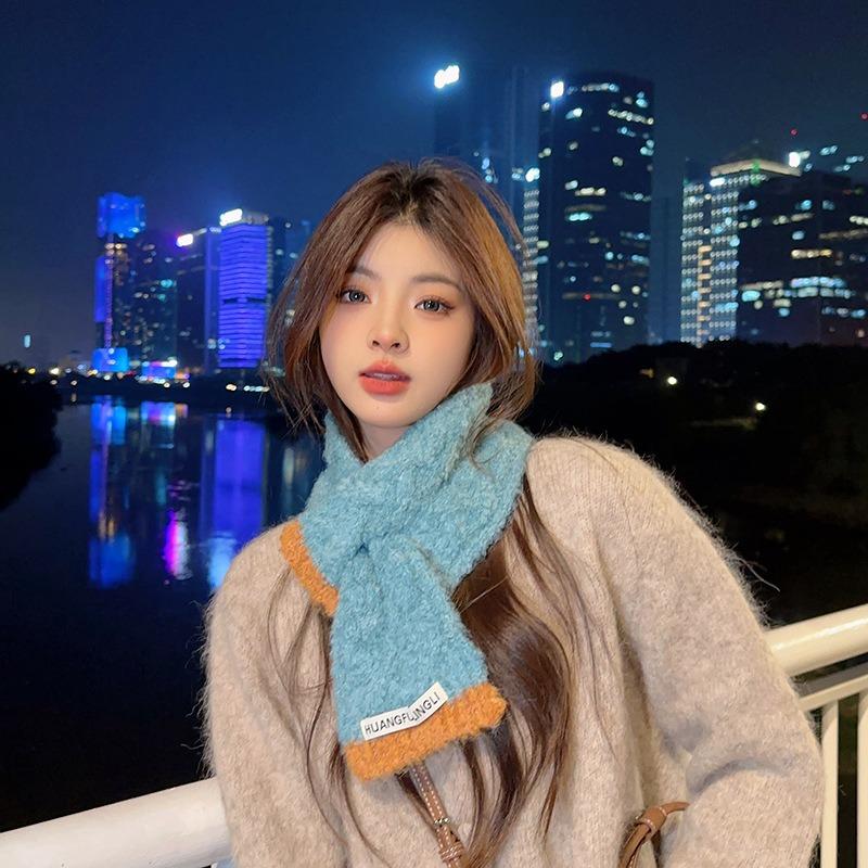 New scarf women's autumn and winter warm plush scarf thickened cute girl heart small fresh neck cover
