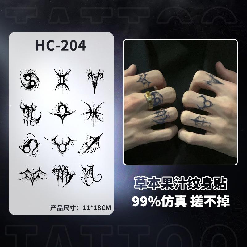 Finger Tattoo Sticker Waterproof Long-Lasting, Juice Semi-Permanent Realistic Small Pattern for Hand & Wrist