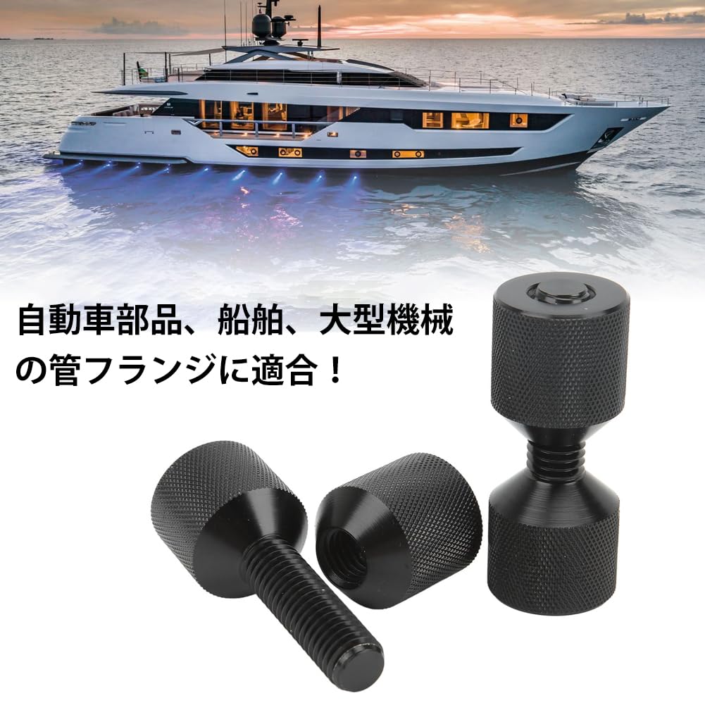 2-Hole Flange Alignment Pins, Quick Flange Pin Set, Aluminum, Durable, Easy Installation, Portable Tool, Black, M12, 2pcs