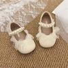 Girls leather shoes baby lace pearl princess shoes 2025 spring and autumn new little girl versatile princess style small leather shoes