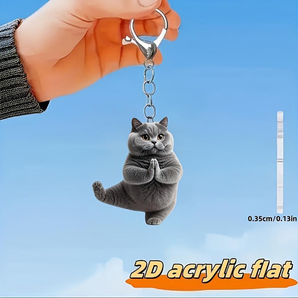 Delightful Acrylic 2D Flat Cats Keychain Pendant Ideal For Car Decoration Or Personal Items Backpack Cats Ornament