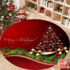 Merry Christmas Round Rug Santa Fireplace Xmas Tree Non Slip Kids Room Floor Mat Happy New Year Decor