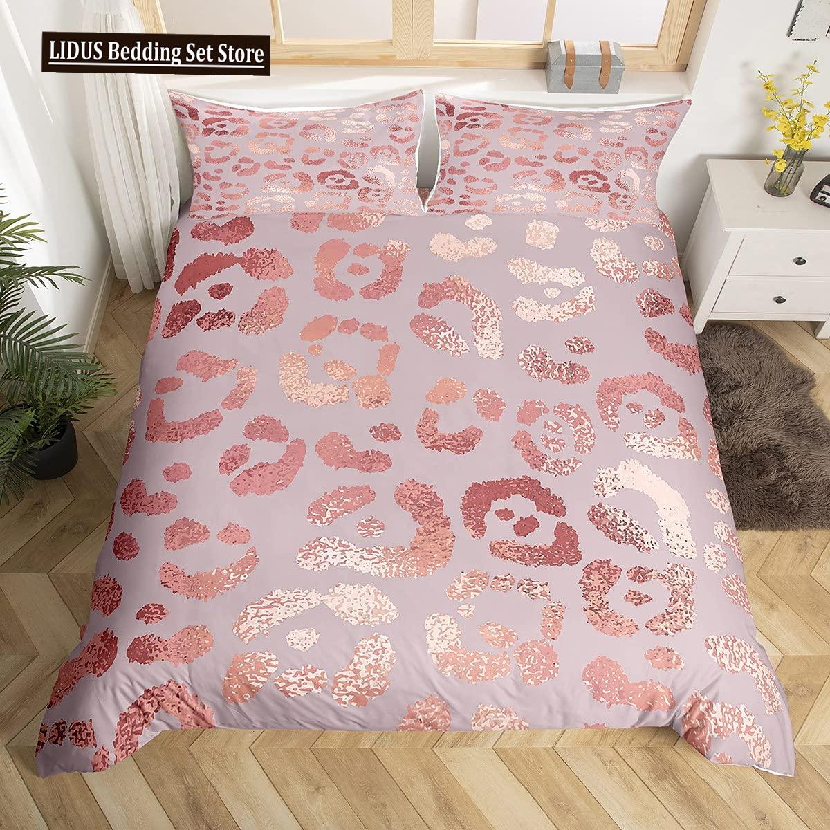 Luipaardprint Dekbedovertrekset Queen Cheetah Beddengoedsets Geometrische Dekbedovertrek Afrikaanse Safari Dieren Quiltovertrek Kamerdecor AU Single(140x210cm)