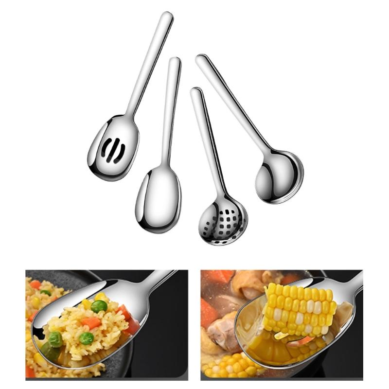 4 Pack Multifunctional Kitchen Utensils Kitchen Serving Spoon 304Stainless Steel Kitchen Cutlery for Kitchen Cooking