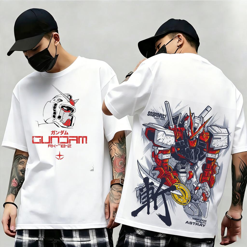 2026 Summer New Arrival Mobile Suit Gundam Print Shortsleeve Tshirt Trendy Y2k Style Suitable For Both Unisex And Unisex
