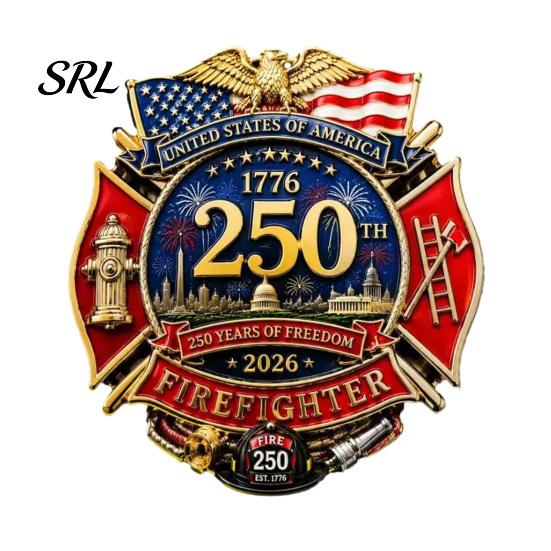 Firefighter Enamel Pin Commemorative Brooch Pin, US 250th Anniversary Patriotic Veteran Badge, Symbol Jewelry for Jackets Hats Uniforms Lapel 1pc