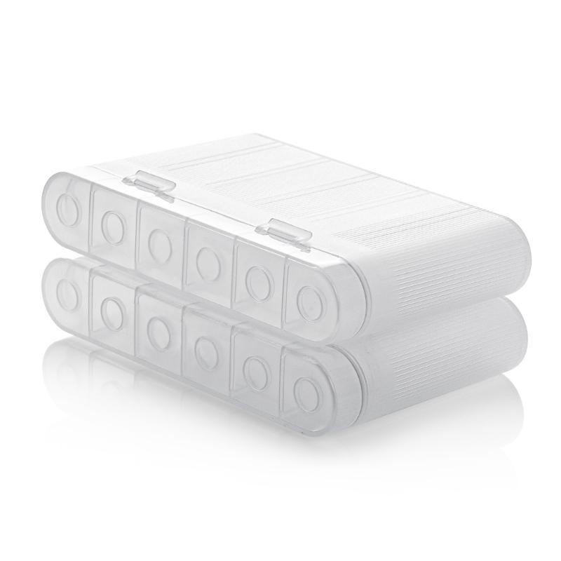 1-Slot/6-Slot Semi Transparent Battery Storage Box for AAA/AA/18650 Batteries Portable Battery Holder Case Organiser