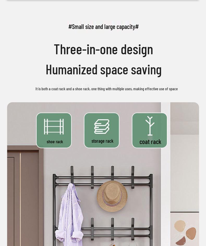 Multi-layer Dustproof Shoe & Hat Rack with Integrated Coat Rack for Indoor Use