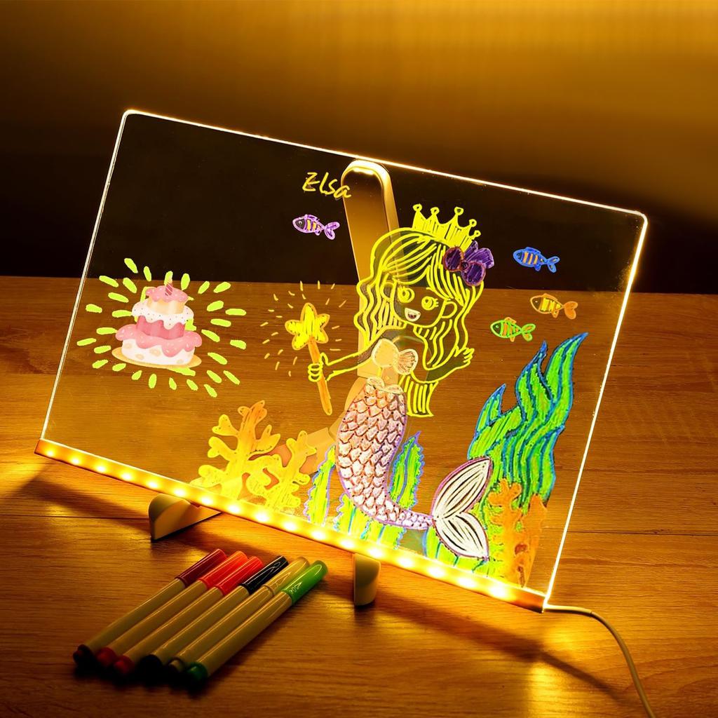 USB Power Acrylic Message Board with Color Led Note Board With Adjustable Stand For Bar Counters Hotel Front Desks