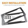 2Carbon Fiber Black License Plate Frame Tag Cover & Screw Caps Auto Accessories