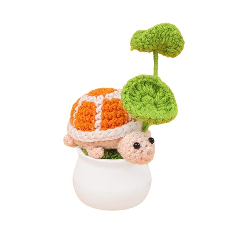 

1 шт. Готовый вязаный креативный настольный декор Милая вязаная крючком черепаха Ручная работа Искусственное горшечное маленькое украшение