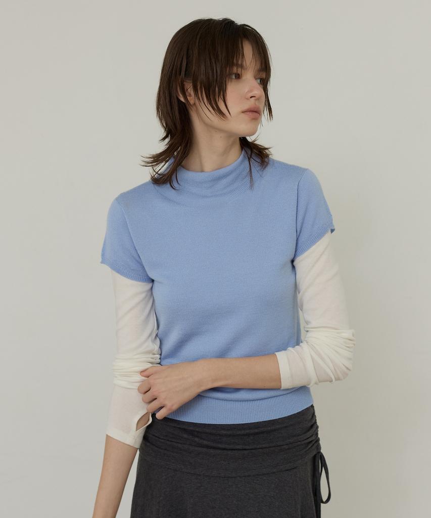 CITYBREEZE Wool Washable Mock Neck Cap Sleeve Knit_4 Colors