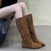 Western Cowboy Boots Women's Autumn Breathable Hole Boots 2025 French New Retro Flat Cool Boots Knight Boots Women