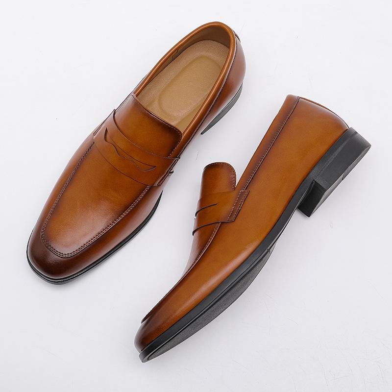 

2025 spring and summer large size loafers Doudou shoes casual shoes breathable business dress British shoes men s 40 чёрный