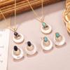 High-End Minimalist Zircon Stone Necklace & Earrings Set - Inlaid Ear Stud Jewelry for Women