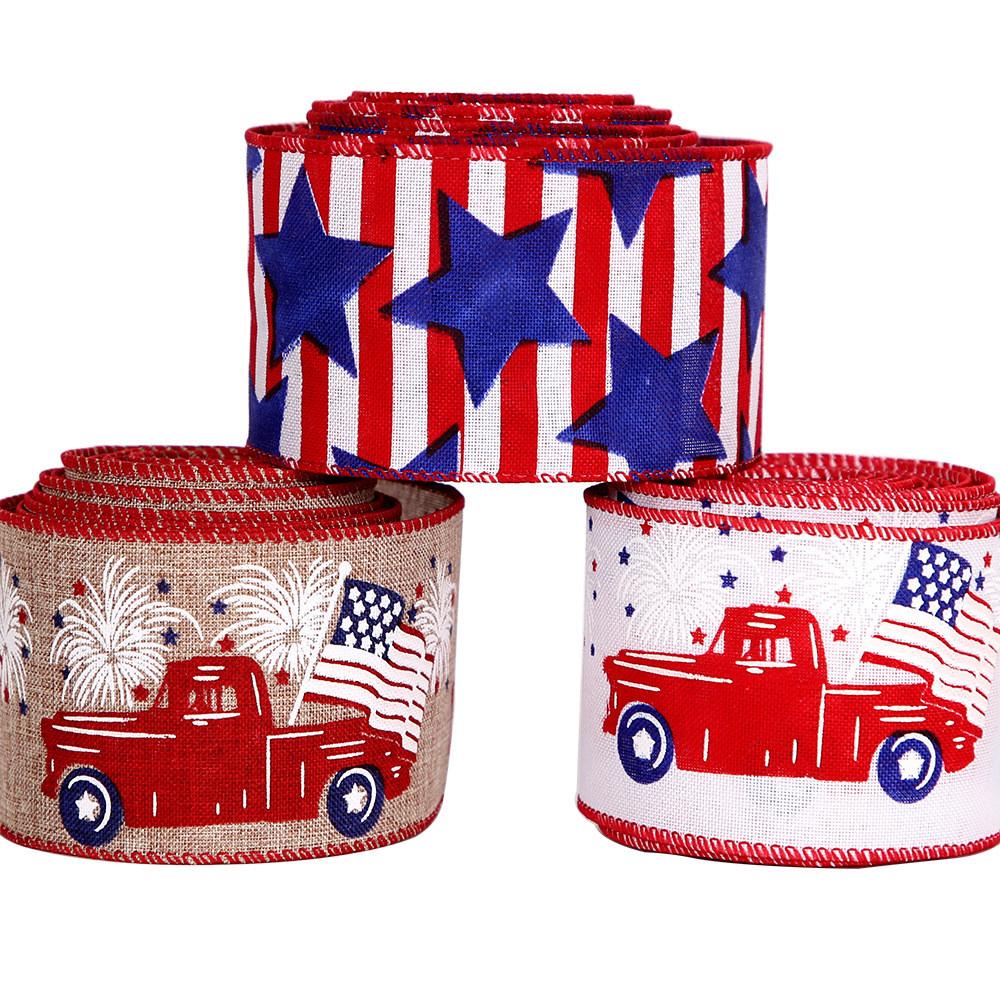 Meter Festive 10 American Independence Day Ribbon Decorative Gift Wrap Set Stars With
