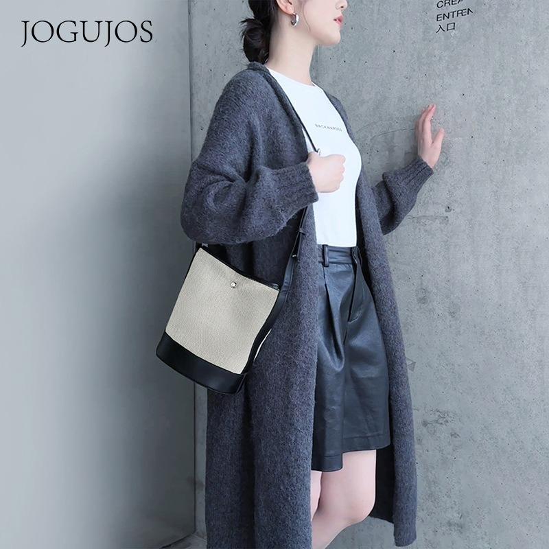 

JOGUJOS новая женская сумка-мессенджер из хлопчатобумажной ткани с плечевой сумкой из кожи растительного дубления, повседневная, модная, универсальная, горячо продаваемая женская сумка