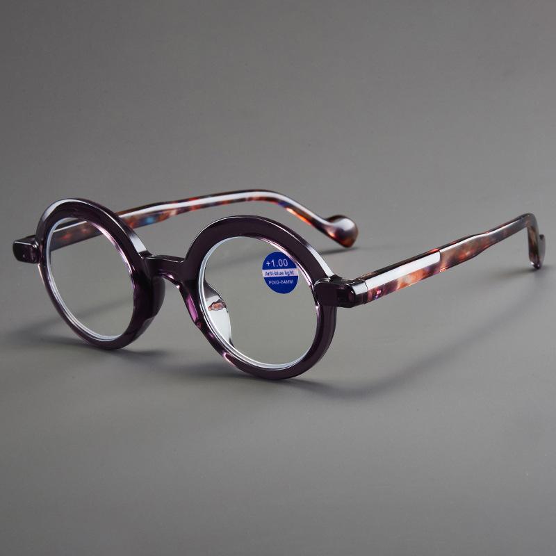 New middle-aged and elderly anti-blue glasses women's European and American retro literary personality round frame reading high definition reading gla