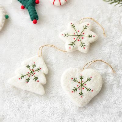 1pc Christmas Decoration Wool Felt Snowflake Mini Christmas Tree Pendant Christmas Ornament
