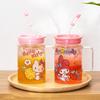 For Sanrio Glass Straw Cup Coffee Mug for Cartoon Cinnamoroll& Kuromi Printing Home Straw Water Cup with Scale Juice Milk Mug