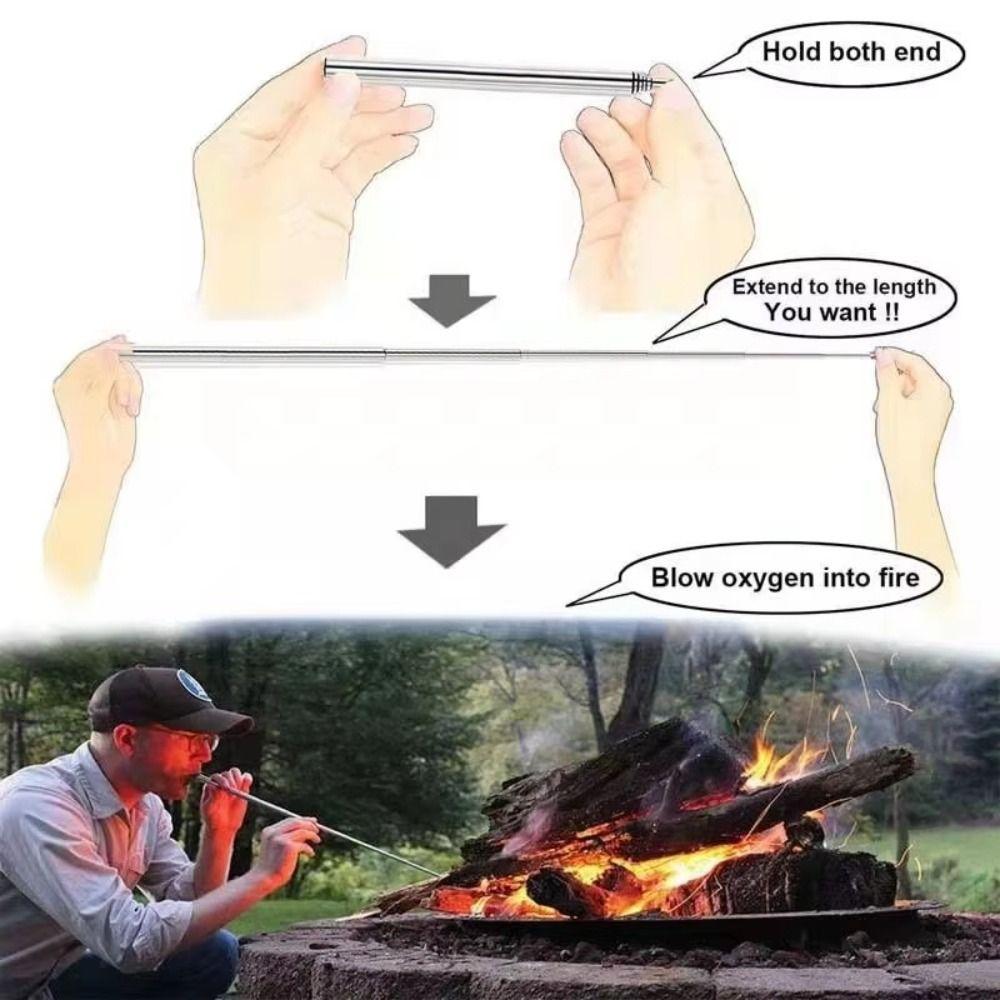 Stainless Steel Fire Blowing Tube Windproof Fire-making Tool Practical Pocket Bellow  Picnic