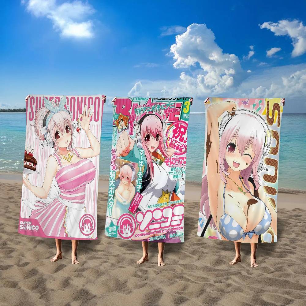 Super S-Sonicos Manga Anime Beach Towel Colorful Bath Towels for Girl Microfiber Quick Dry Custom Sand Free Beach Yoga Spa Gym Pool