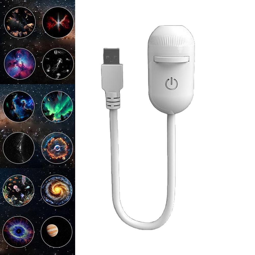 Usb Hd Galaxy Star Projection Lamp Night Sky Led Atmosphere Light Bullet Head Cool White Dimmable 3 Modes Plug Play