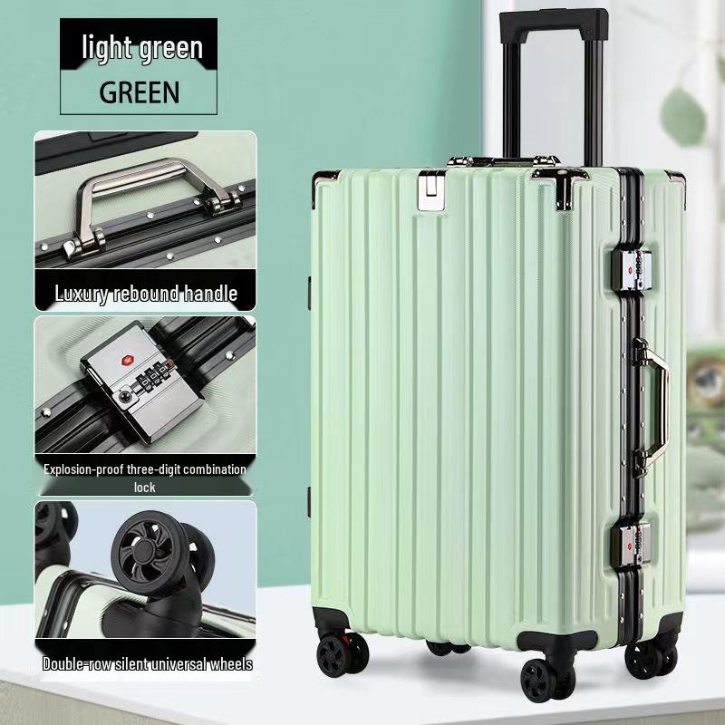 24-Inch Women's Silent Wheeled Suitcase: Durable Aluminum Frame, Large Capacity, Carry-On with Password Lock
