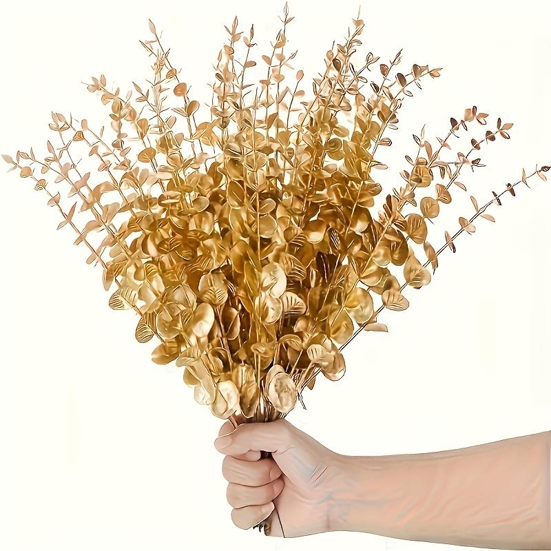 10 Pieces Set Simulated Golden Flower Home Decoration, Hotel Bathroom Living Room Decoration, Eucalyptus Flower