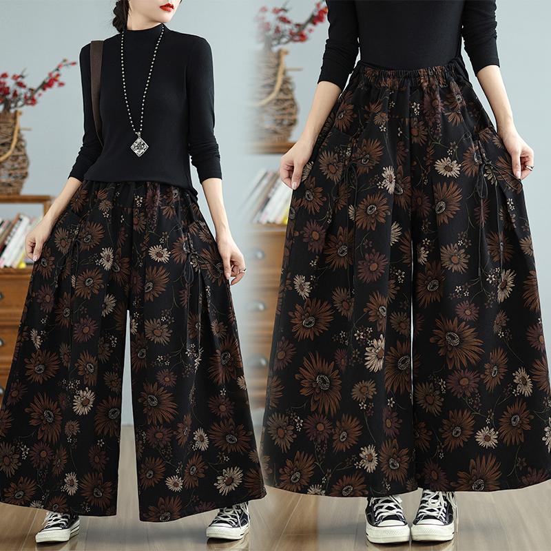 

DIMANAF 2025 Plus Size Jeans Spring Long Pants High Waist Trousers Women Floral Harem Basic Loose Casual New Wide Leg Pants M чёрный