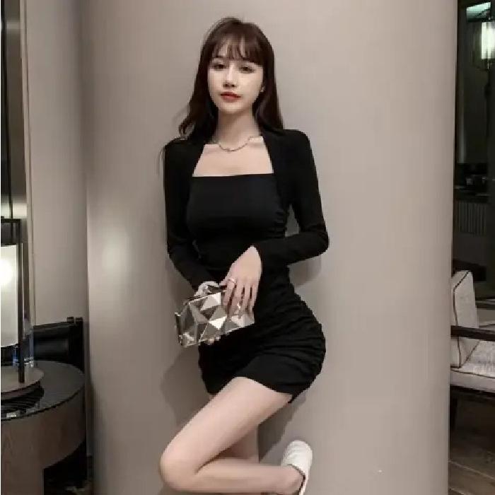 Feminine Temperament Sexy Dress Autumn Dress New Tight and Thin Hip Skirt Spice Girl Pure Desire Primer Skirt