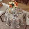 Decoración del Hogar Mantel Redondo Jacquard Floral Pastoral Mantel Engrosado con Borlas Cubierta para Mesa de Fiesta Cocina Comedor