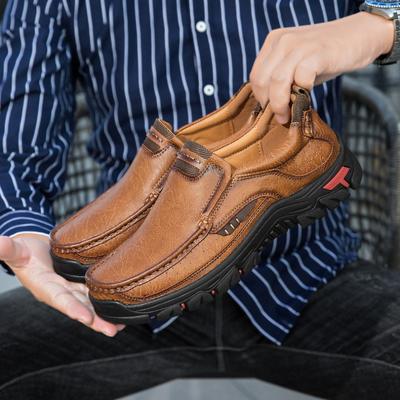Handmade Leather Men Shoes Casual Outdoor Loafers Men Hiking Trekking Moccasins Walking Shoes Slip On Shoes Big Size 47 48