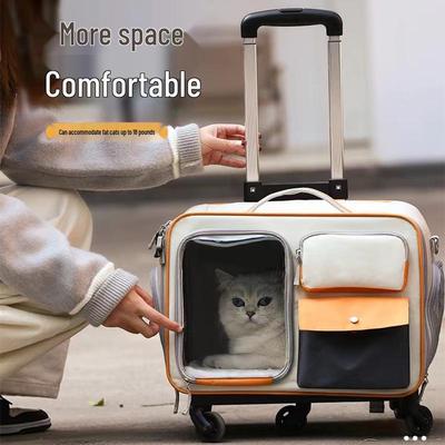 Portable Cat & Small Dog Travel Backpack: Outdoor Folding Pet Trolley Case