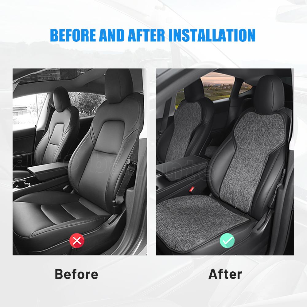 Für Tesla Model 3 Model Y Four Seasons Autositzbezüge, atmungsaktiv, bequem, rutschfest, Auto vorne, Fahrer und Beifahrer